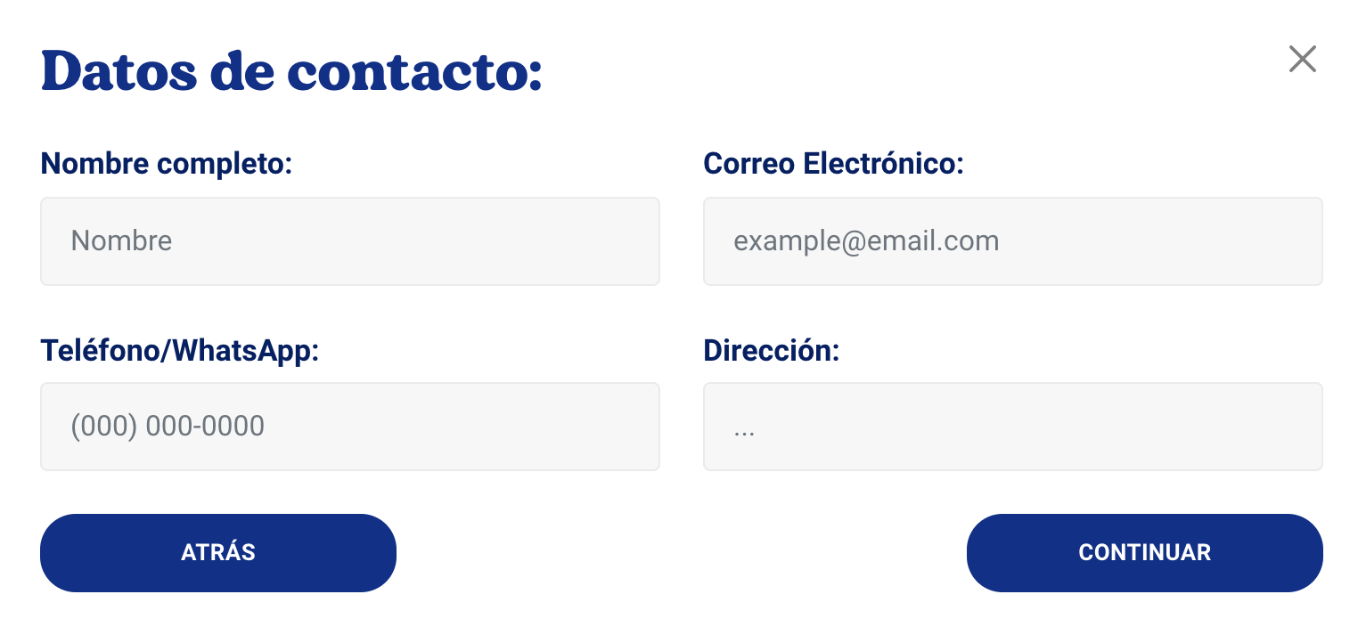 Ingresa tu información de contacto.